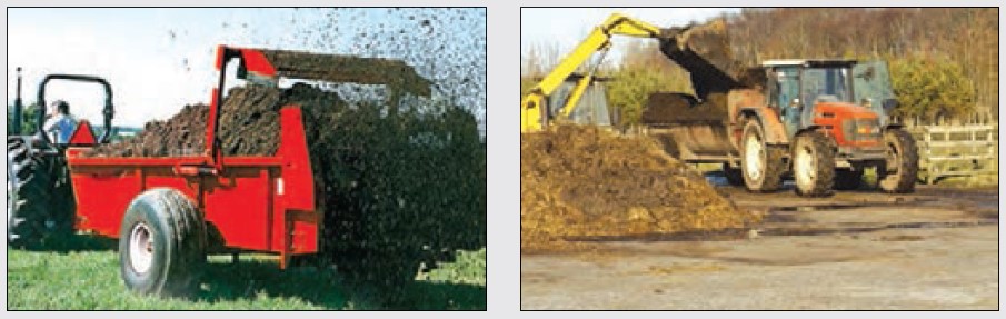 Spraying manure with a manure spreader