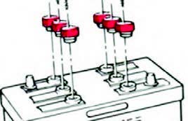 Opening the lid of the cells to check the water level of the battery