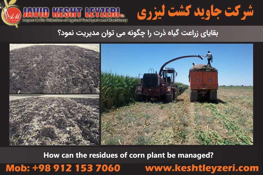 How can the residues of corn plant be managed?